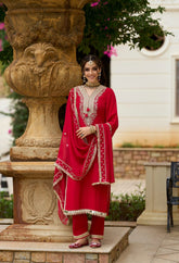 Red Color Dupatta Set